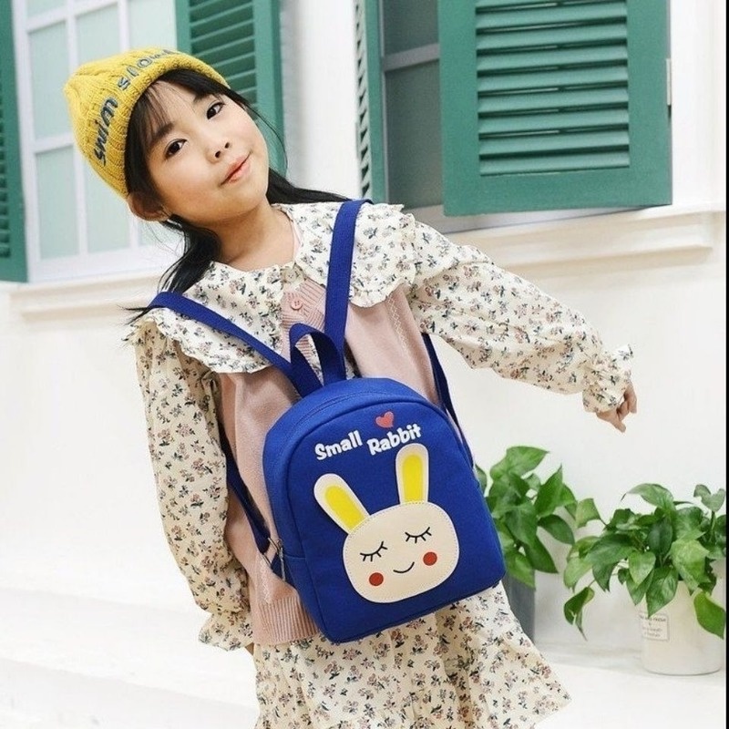 Balo vải Canvas Mini họa tiết thỏ hoạt hình dễ thương cho các bé