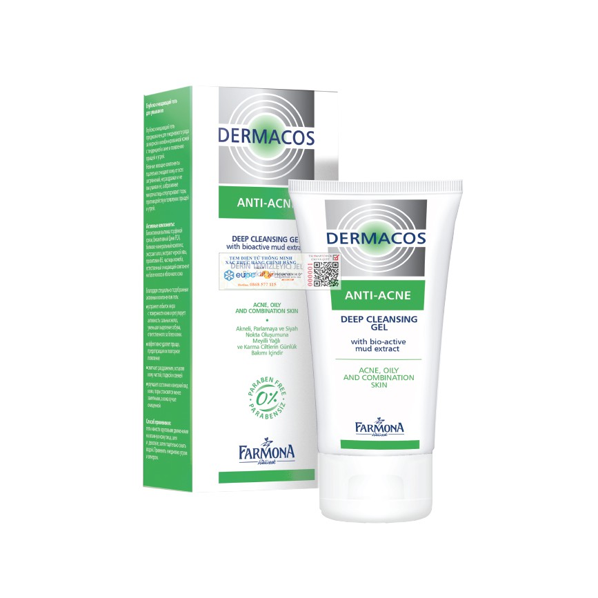 Dermacos Sữa Rửa Mặt Sạch Sâu, Cho Da Mụn Chứa Bùn Hoạt Tính Farmona Dermacos AntiAcne Deep Cleansing Gel 150ml | BigBuy360 - bigbuy360.vn