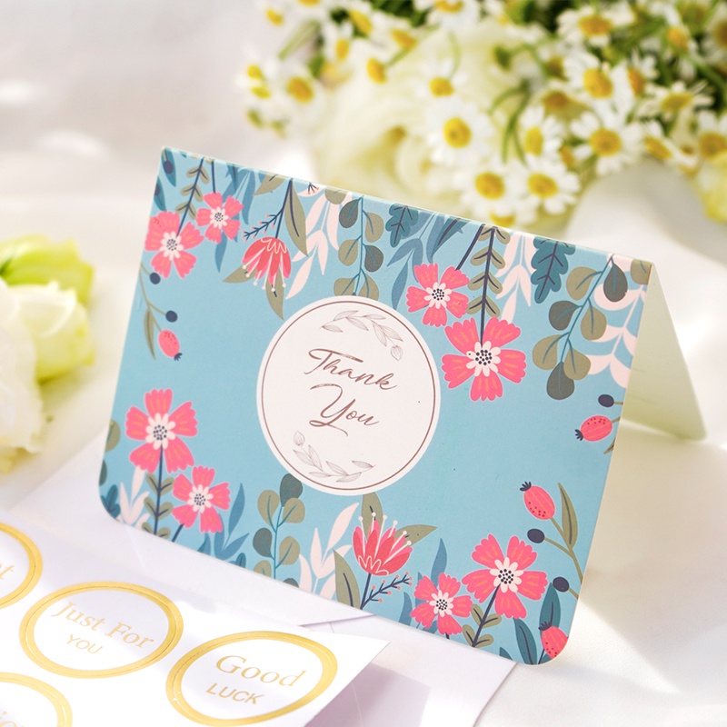 Set 6 Thiệp Chúc Mừng Năm Mới Họa Tiết Hoa Đáng Yêu Kèm Bao Lì Xì