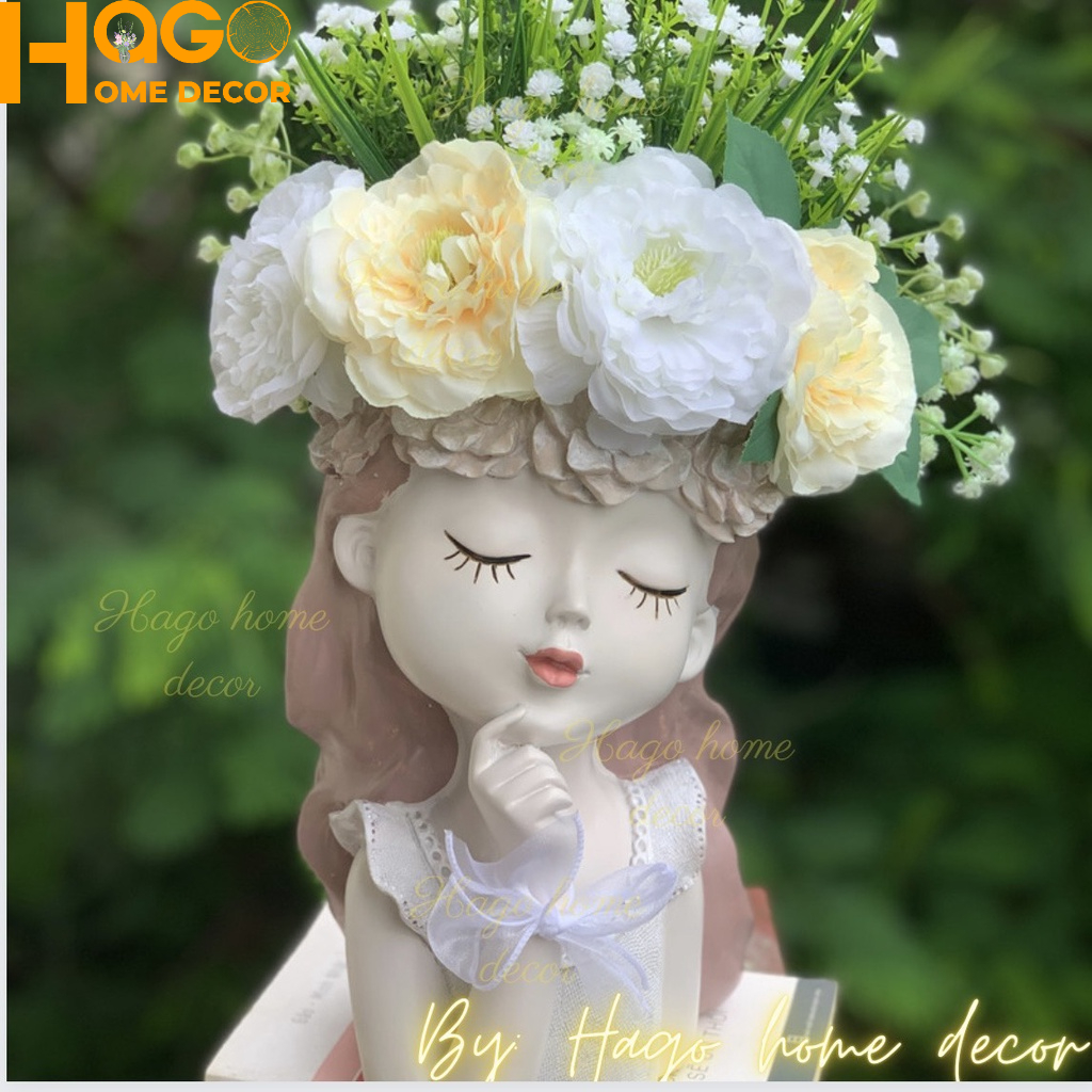 Bình Hoa Cô Gái Thiên Thần Cắm Sẵn Hoa Trang Trí Nhà, Cửa Hàng, Công Ty Làm Quà Tặng Ý Nghĩa