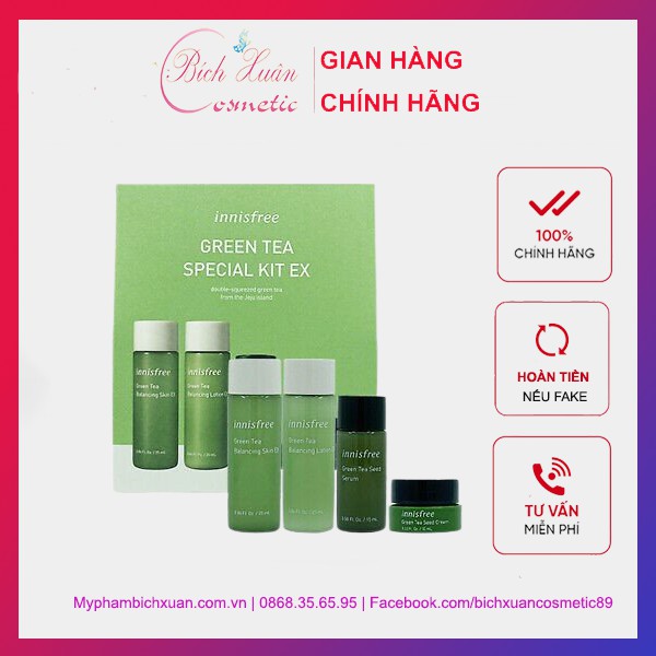 Bộ dưỡng da - Bộ Kit Innisfree Trà xanh Grean tea Special Kit EX Hàn Quốc 4 món Mẫu Mới