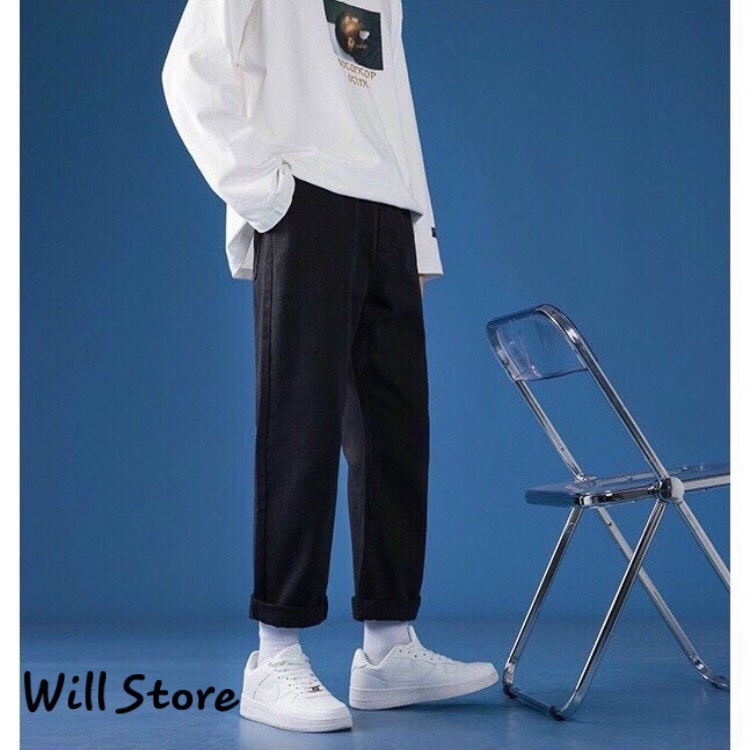 Quần Jeans Baggy ống xuông, rộng unisex WILL xanh bạc hottrend hàn quốc 2021