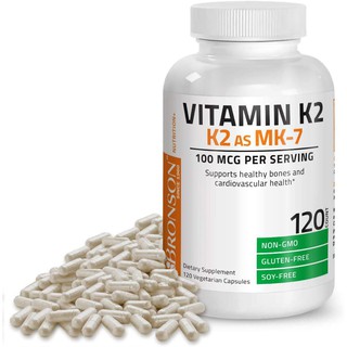 Viên Uống Bổ Sung BRONSON Vitamin K2 as (MK-7) 120 Viên Giúp Hỗ Trợ Xương Khớp Hỗ Trợ Tim Mạch