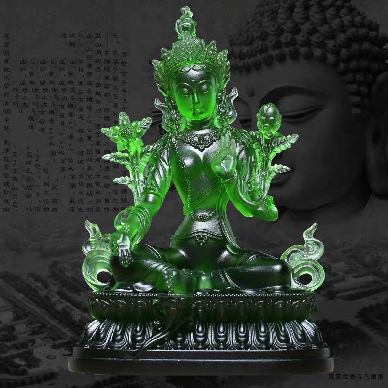 Tượng Tara Xanh lưu ly 4"