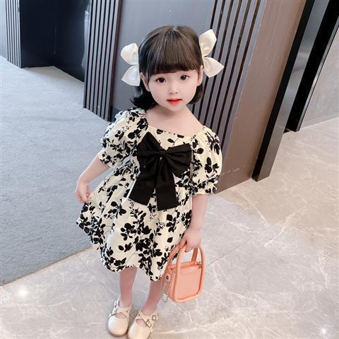 Đầm Công Chúa Ngắn Tay Họa Tiết Hoa Thời Trang Mùa Hè Hàn Quốc 2022 Mới Dành Cho Bé Gái