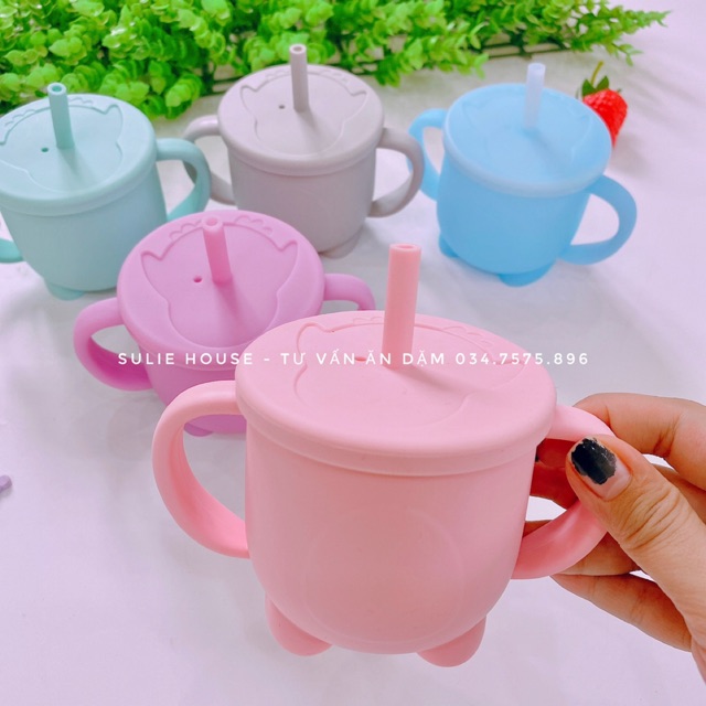 Cốc ống hút silicon cho bé tập hút