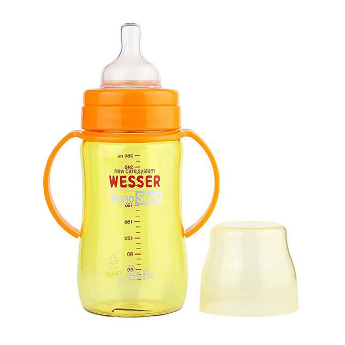 Bình sữa nano silver cổ rộng Wesser 260ml