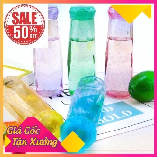 Bình thủy tinh đựng nước nóng lạnh chai 500ml nắp nhựa dáng kim cương thể thao du lịch cao cấp [HÀNG SẲN CÓ]