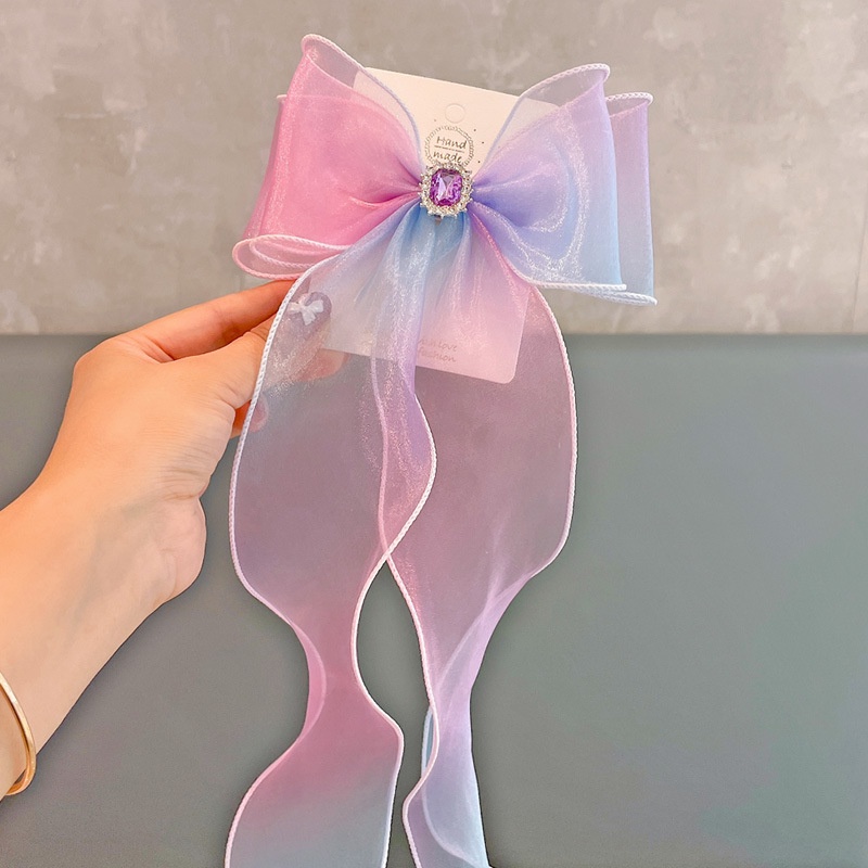 Kẹp Tóc Nơ Màu Cầu Vồng Xinh Xắn Cho Bé Gái