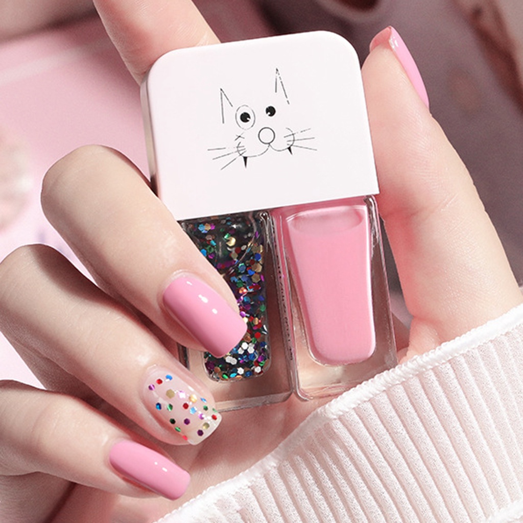 [Hàng mới về] Sơn móng tay 2 trong 1 6ml x 2 khô nhanh chống nước chất lượng cao