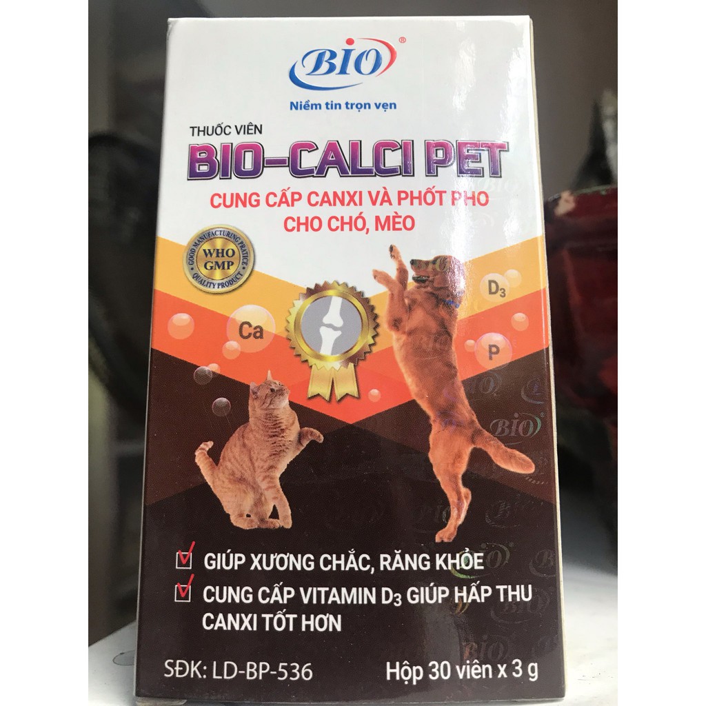 [1 Viên] Bổ Sung Canxi Và Phốt Pho Cho Chó Mèo Bio Calci Pet - Jpet Shop