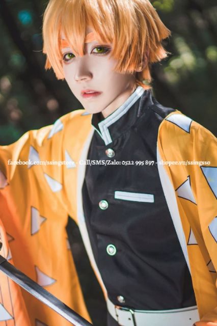 Set COSPLAY nhân vật Agatsuma Zenitsu trong Anime Thanh gươm diệt quỷ Kimetsu Yaiba Zenitsu