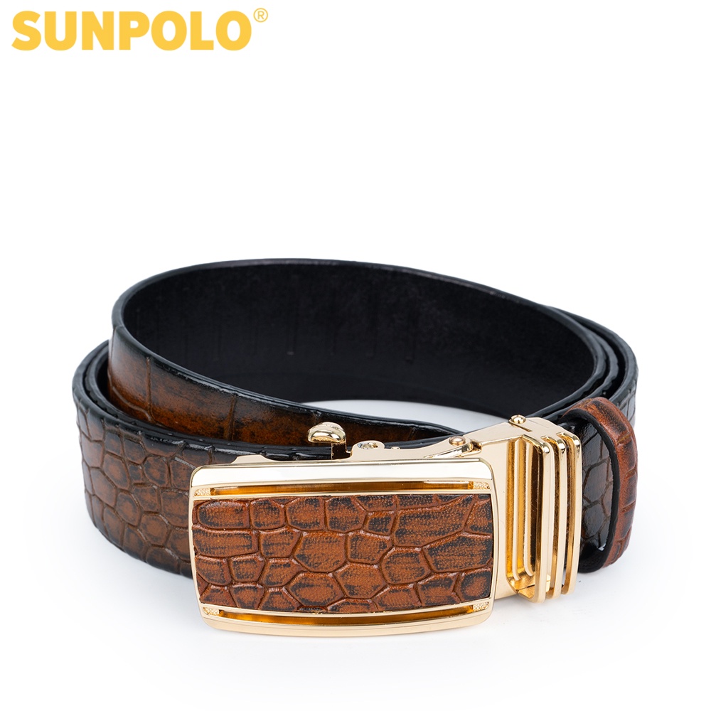 Thắt lưng nam da bò SUNPOLO khóa cài tự động BSAL50