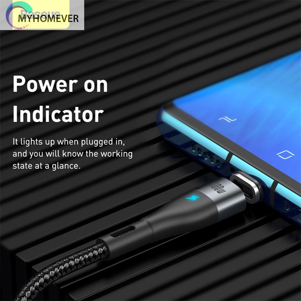 myhomever Baseus Magnetic USB Charging Cable 100W Type-C Fast Charger Data Power Cord