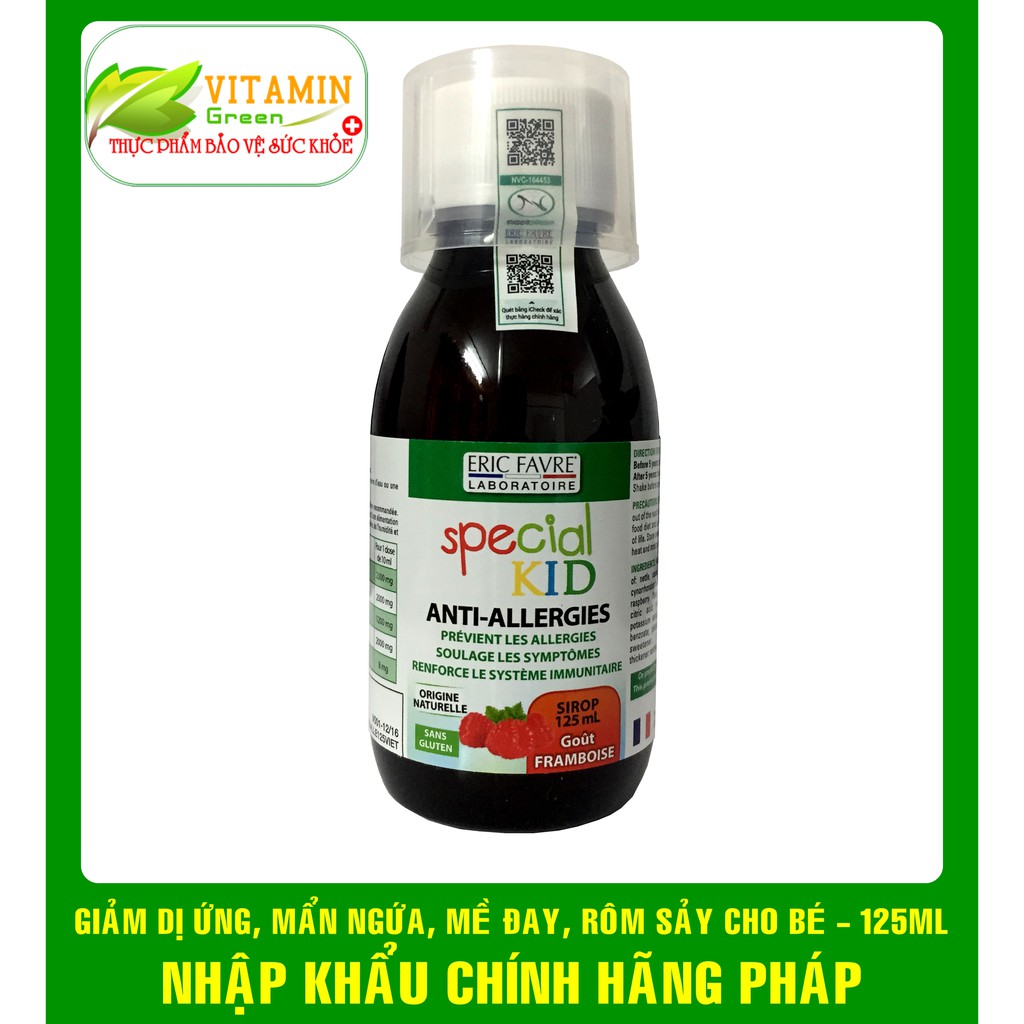 SPECIAL KID ANTI-ALLERGIES GIÚP GIẢM DỊ ỨNG, MỀ ĐAY, RÔM SẢY CHO BÉ 125 ml | NHẬP KHẨU CHÍNH HÃNG PHÁP