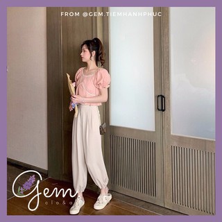Set Áo Sơ Mi Thô Mix Quần Thụng Lưng Cao