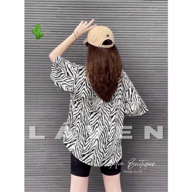 Áo sơmi beo , xám báo và ngựa vằn form rộng &lt; 60kg mặc thoải mái (có bán quần riêng)Chất: kate lụa 100%