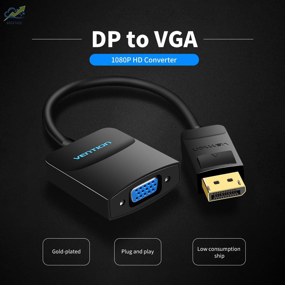 g☼VENTION DP to VGA Adapter Displayport to VGA Female HD 1080P Converter Cable for Laptop TV Projector Video Converter 15cm/5.91in Black