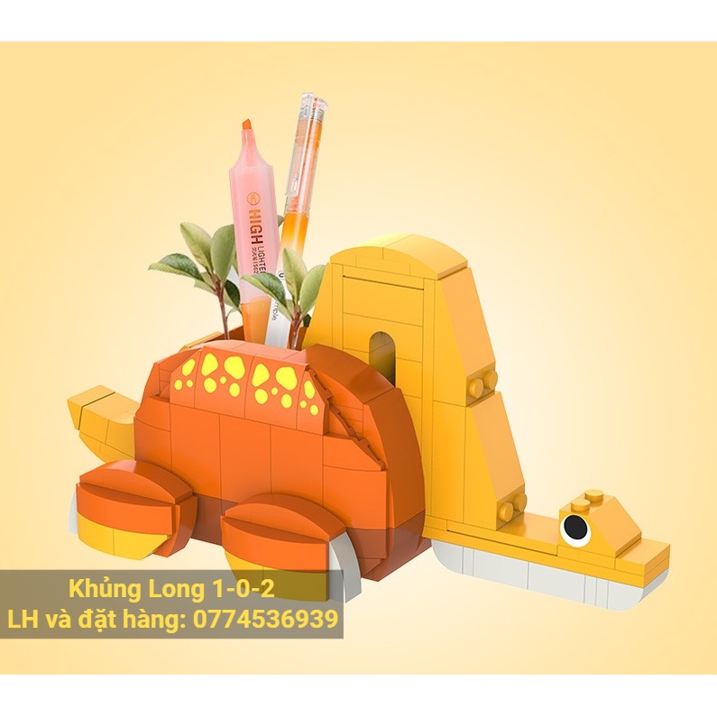 Đồ Dùng Lắp Ráp Xếp Hình Khủng Long Văn Phòng Phẩm Giá Đỡ Điện Thoại Hộp Đựng Bút Khung Ảnh Heo Đất Giá Sách