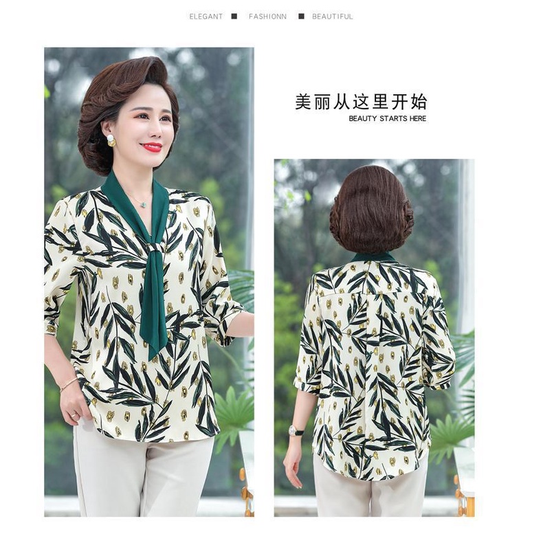 Áo Thun Ngắn Tay In Họa Tiết Thời Trang Mùa Hè Cho Phụ Nữ Trung Niên