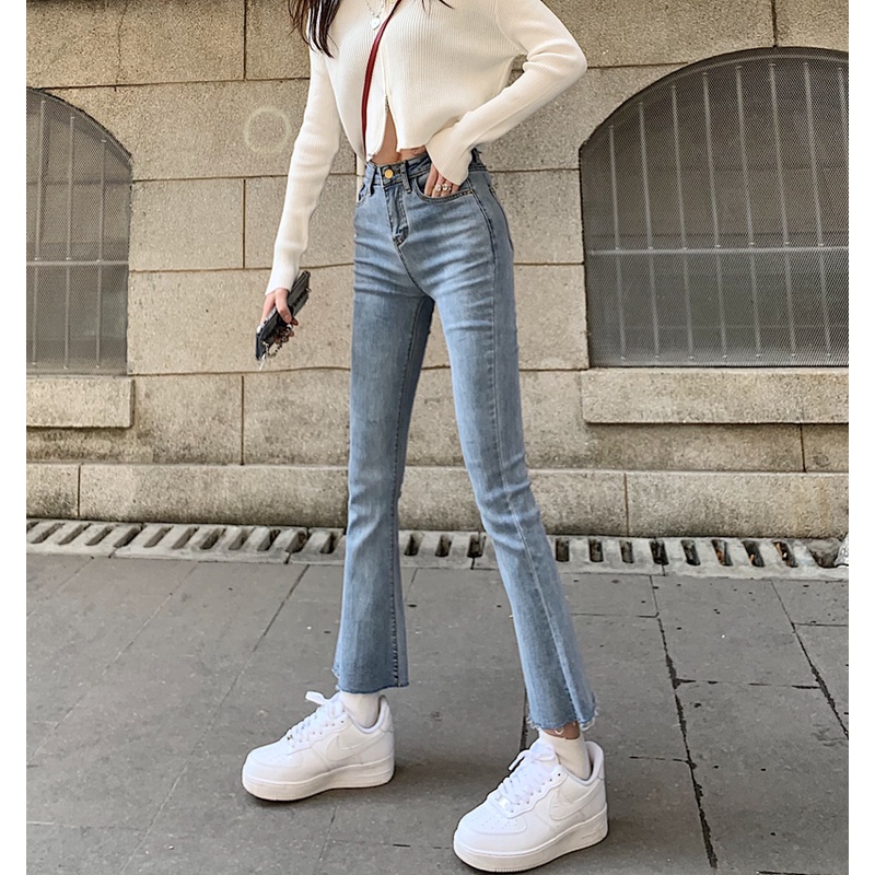 Quần jean ống loe 9 tấc lưng cao SUMMER, quần bò nữ ống loe cạp cao dáng lửng