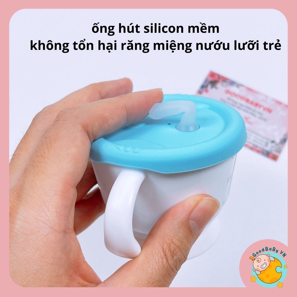 (Tặng cọ rửa ống hút) Cốc tập uống, tập hút 3 giai đoạn Kichilachi cho bé có vạch chia 150ml Goodbabyvn