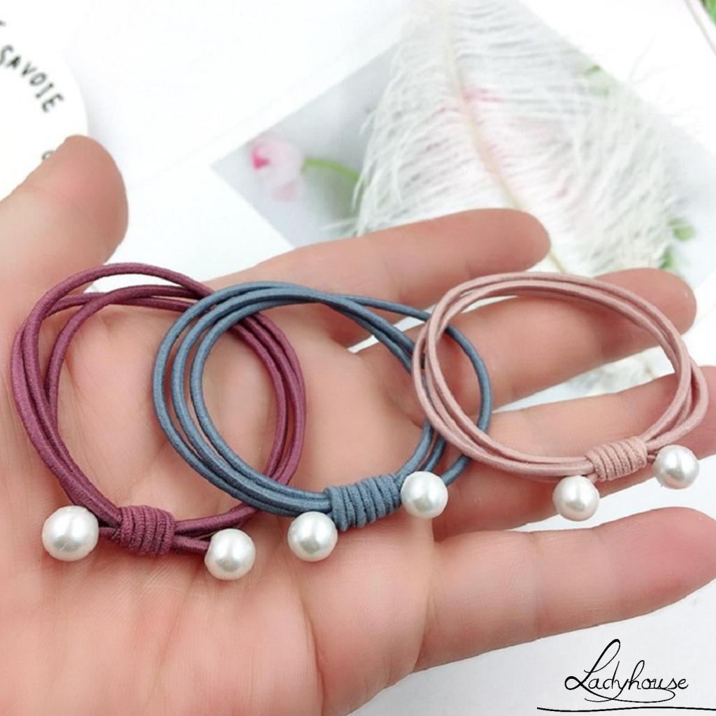 Dây buộc tóc đuôi ngựa bằng nylon siêu mềm co giãn màu trơn cho nữ