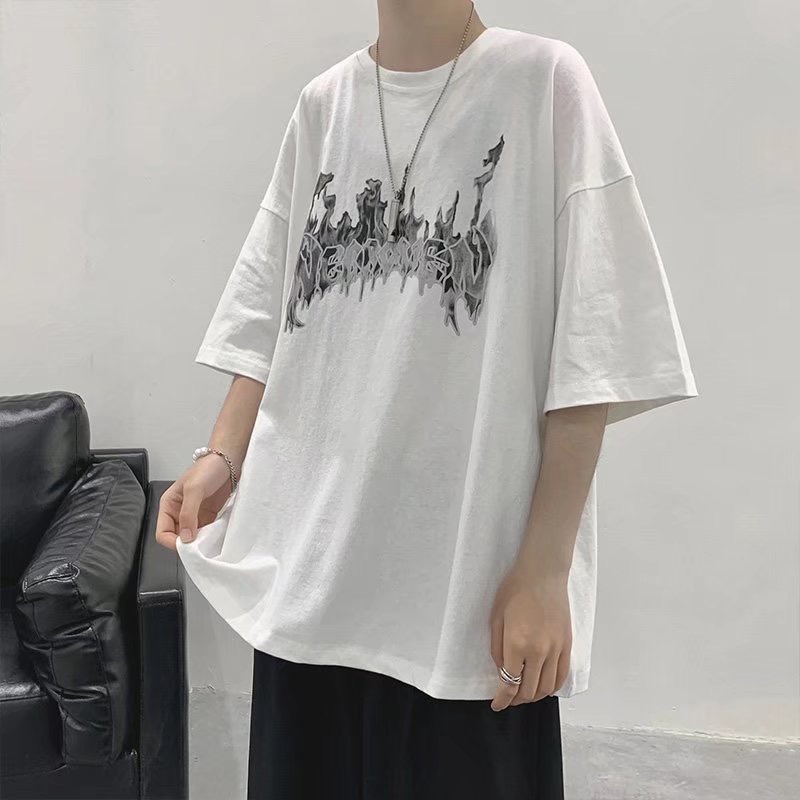 Áo thun ngắn tay in họa tiết độc đáo dáng rộng cho nam và nữ M-5XL