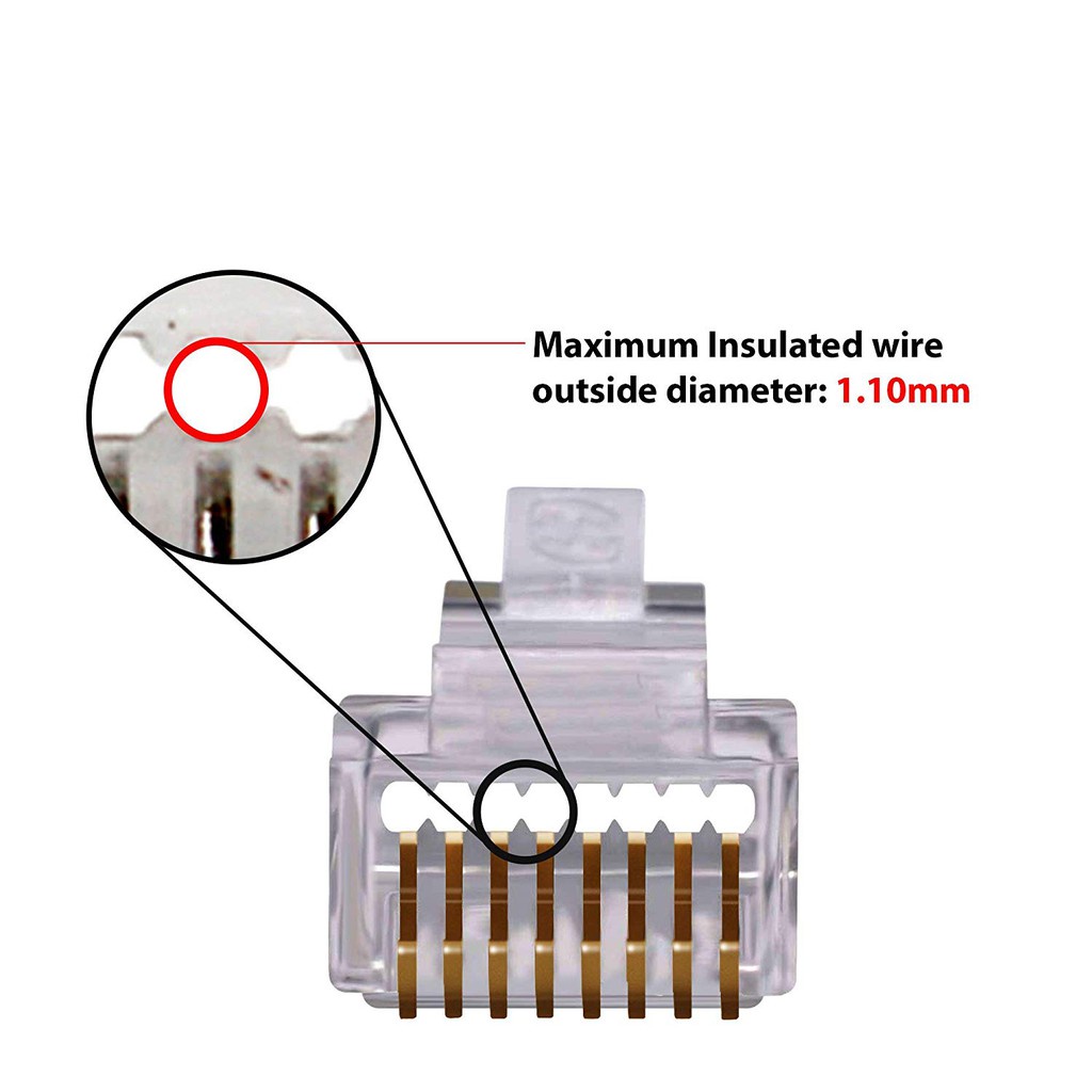 Hạt Mạng RJ145 - Đầu bấm mạng xuyên thấu 100PCS RJ45, Bấm lại đầu cáp Ethernet CAT6E