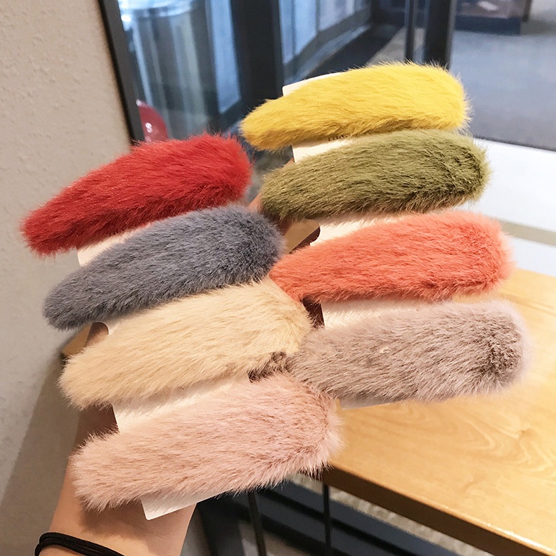 Kẹp tóc mái phối lông iLita - cặp bấm mái nữ đẹp vintage Hàn Quốc cute dễ thương xinh xắn hottrend 2023 (Combo 3)