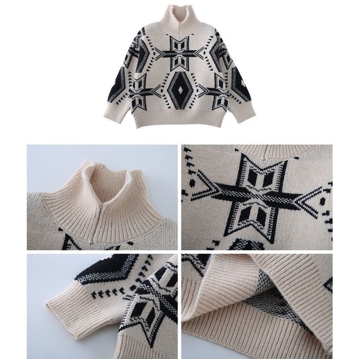 Áo Sweater Dệt Kim Cổ Bẻ Ấm Áp Thời Trang Cho Bé Trai