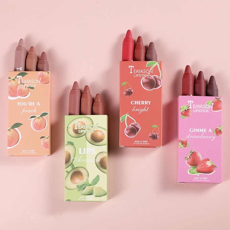 [Hàng mới về] Set 3 son bút chì màu lì nude kháng nước lâu trôi chuyên dụng trang điểm cho nữ