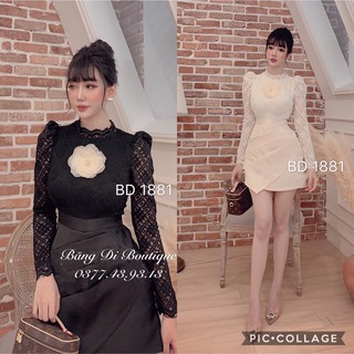 Váy/Đầm ren thêu phối tafta cao cấp