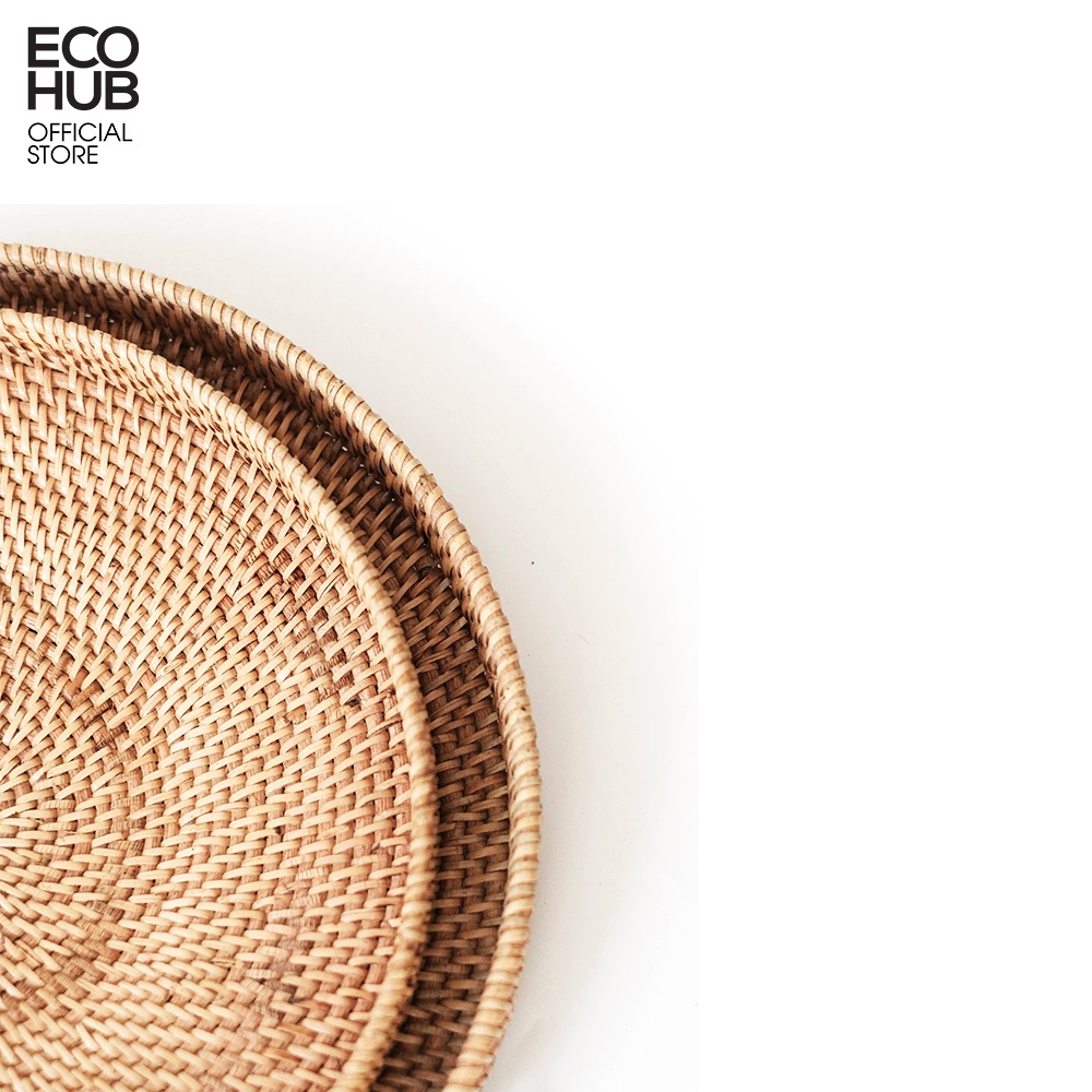 Khay, mâm tròn, mây ECOHUB đựng đồ ăn d30/35/40/45/50cm (Round Rattan Tray For Food)