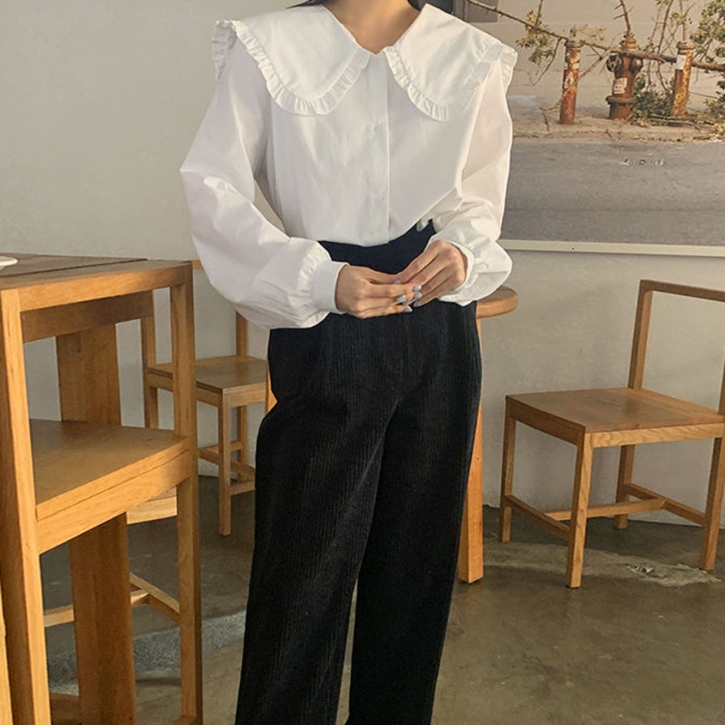 Áo sơ mi cổ búp bê phong cách Hàn Quốc ngọt ngào thời trang cho nữ