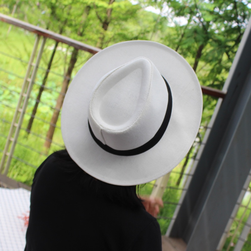 Mũ cói nam nữ Fedora đi biển cao cấp kiểu dáng vành thẳng form cứng