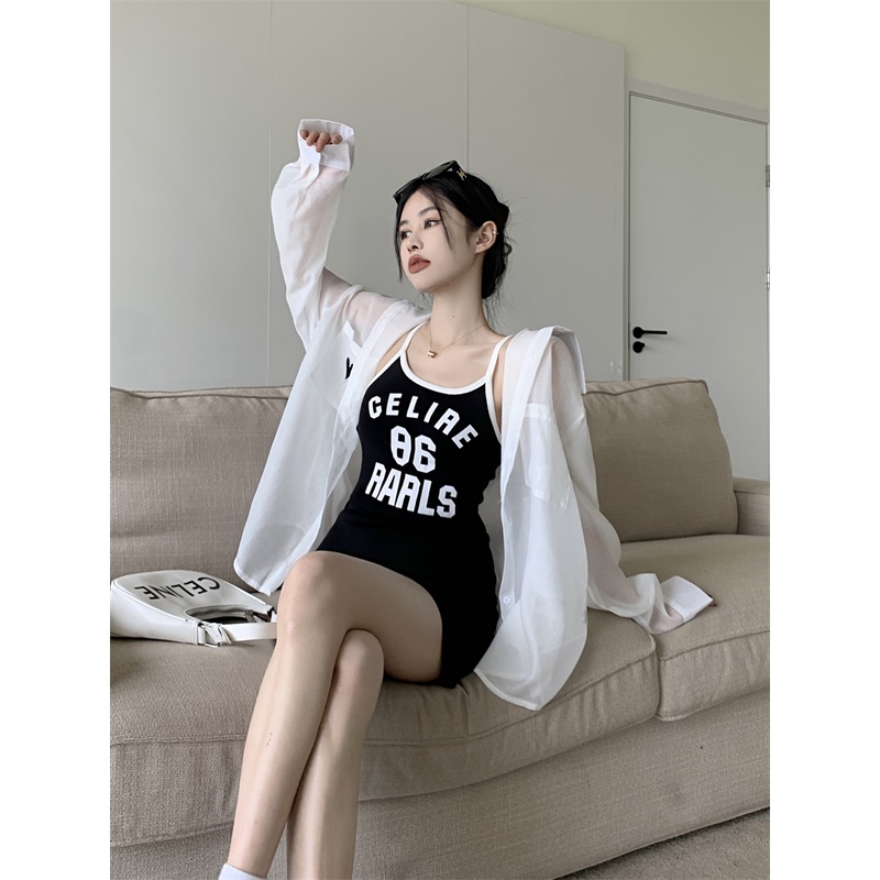 Đầm Dệt Kim Hai Dây Dáng Ôm In Chữ Thời Trang Mùa Hè Hàn Quốc 2022 86 Cho Nữ