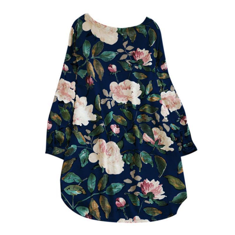 FREESHIP ĐƠN 99K_ Đầm nữ cổ tròn họa tiết hoa lá xinh xắn thời trang | BigBuy360 - bigbuy360.vn