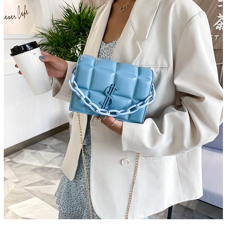 Túi nữ đeo chéo họa tiết ô vuông nhỏ khóa móc cài PN500 giao màu ngẫu nhiên