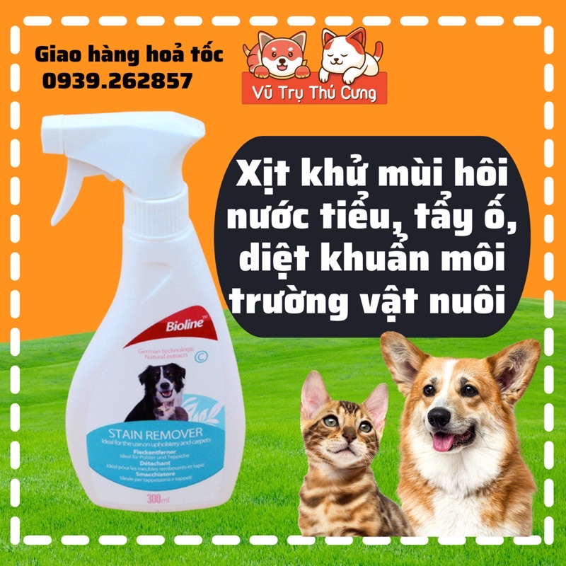 Xịt khử mùi hôi nước tiểu chó mèo, kháng khuẩn Bioline 300ml