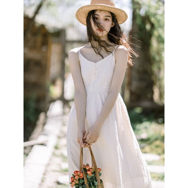 ĐẦM MIDI HAI DÂY NÀNG THƠ VINTAGE SIÊU XINH