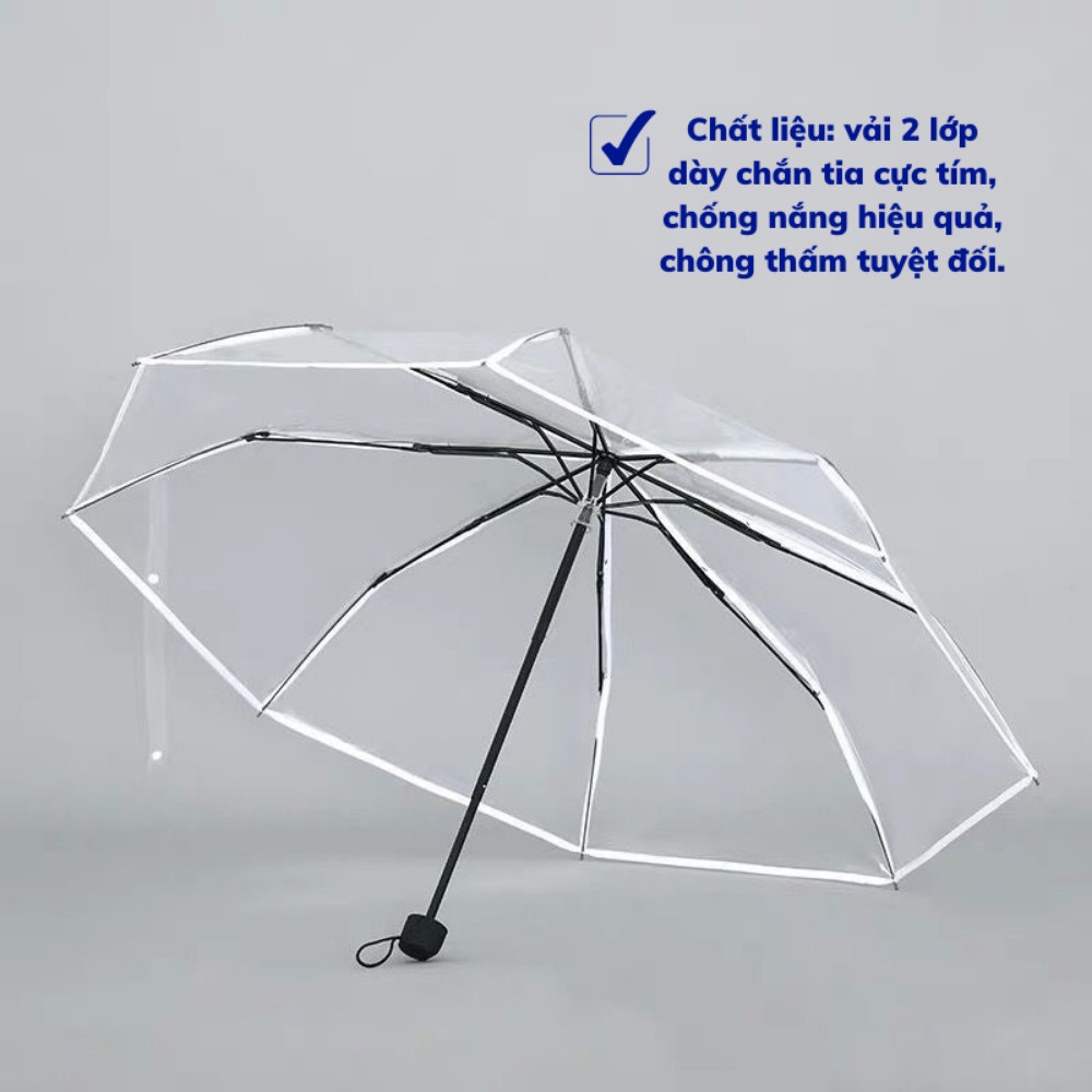 Dù Gấp Gọn Ô Che Mưa Trong Suốt Chụp Ảnh Nút Bấm Tự Động Chống Thấm Dù Che Mưa Toki