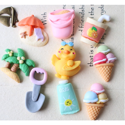 Charm Vịt Con Và Kì Nghỉ Hè Cho Bạn Trang Trí Kẹp Tóc, Bình Nước, Dán Jibbitz, Vỏ Ốp Điện Thoại, Diy