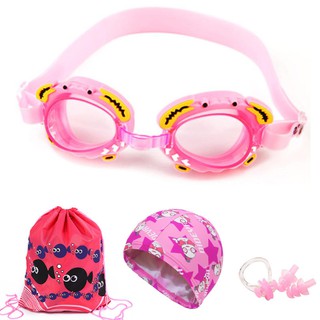 Set nón kính bơi túi đựng in họa tiết dễ thương đáng yêu cao cấp