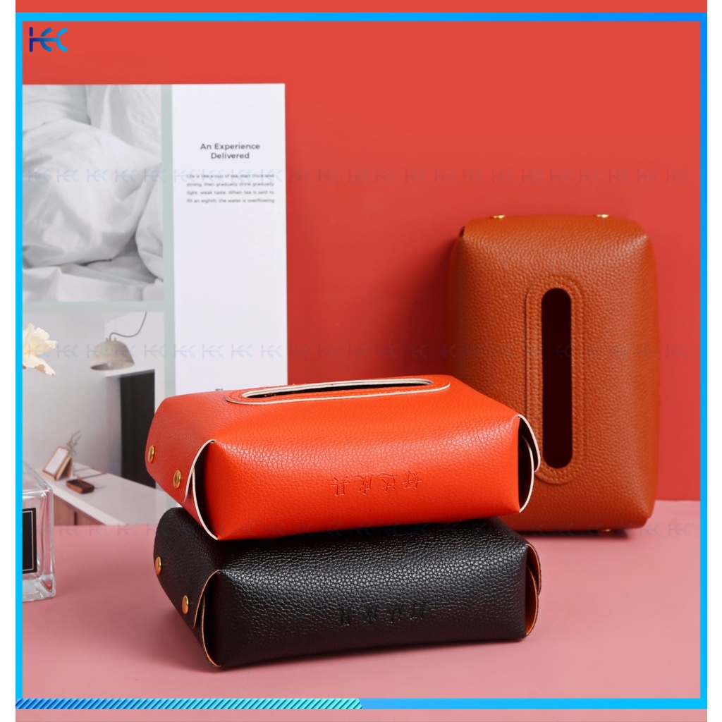 1 Hộp Đựng Khăn Giấy Bằng Da PU Cho Xe Hơi