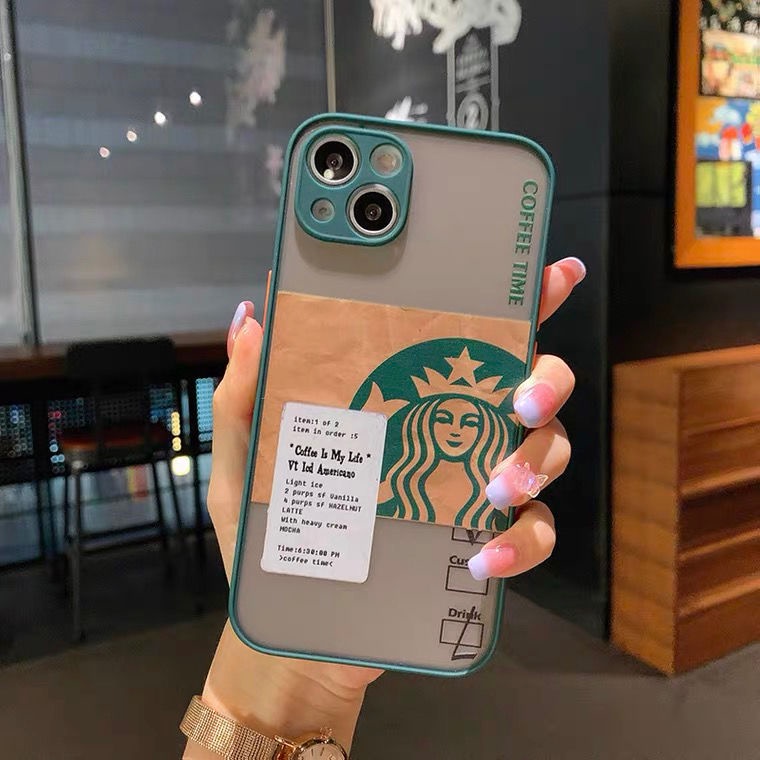 Ốp Điện Thoại Acrylic Nhám Chống Rơi Họa Tiết Starbucks Chất Lượng Cao Cho Iphone12 Iphone13 Pro