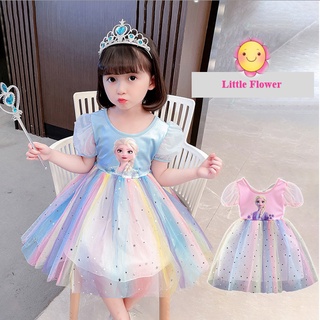Váy Elsa tay bồng voan cầu vồng cực xinh