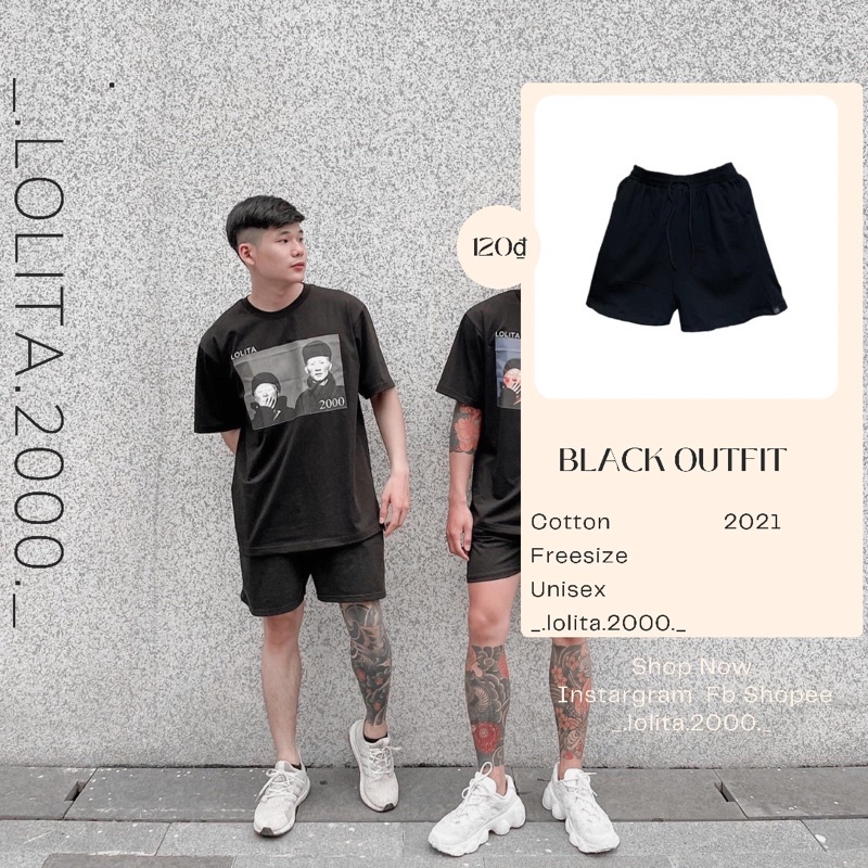 Quần Short đen trơn Nam Nữ LOLITA2000 UNISEX Cá Tính [FREESHIP] Ảnh Thật Do Shop Tự Chụp