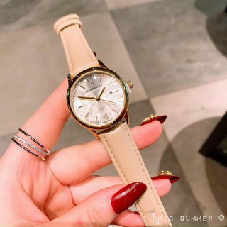 (Thẻ bảo hành 12 tháng) Đồng hồ nữ Burberry dây da màu kem mềm, bảo hành 12 tháng - Burberry nữ