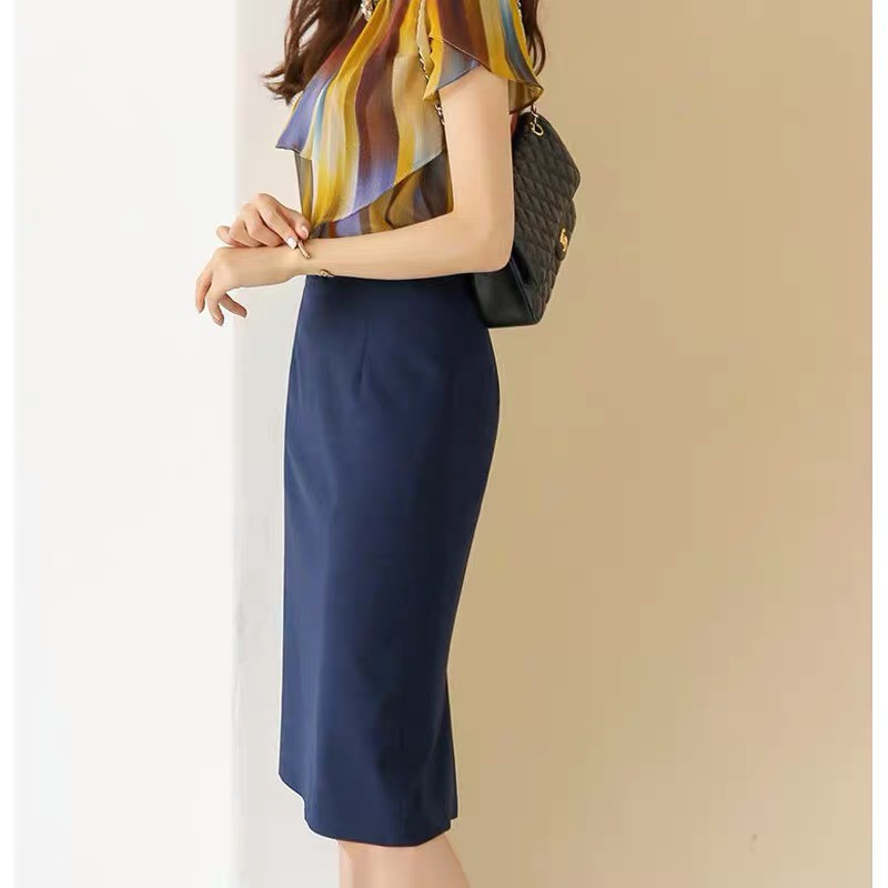 Chân Váy Bút Chì Dáng Dài Qua Gối Cao Cấp Có Xẻ Sau Bc d68cm